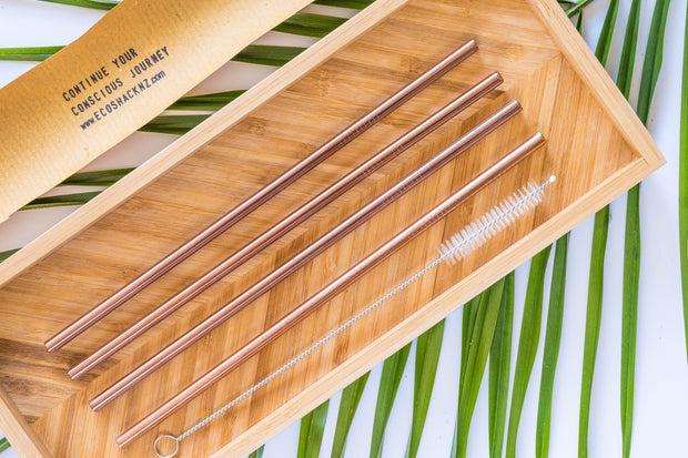 EcoShack Rose Goldy Metal Straws - EcoShackNZ