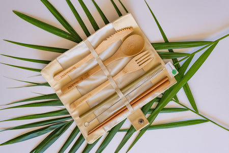 EcoShack Reusable Bamboo Cutlery Set with straw - EcoShackNZ