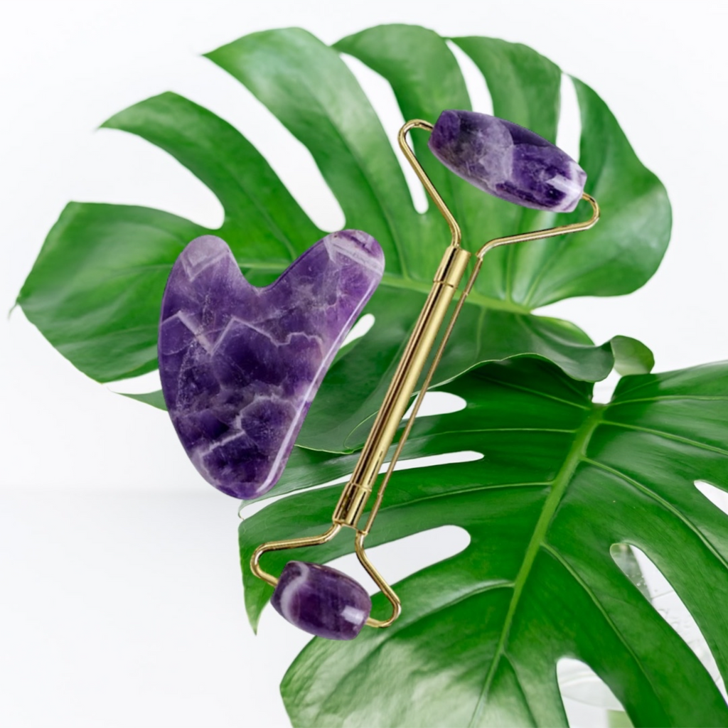 EcoShack Amethyst Facial Roller & Gua Sha Set EcoShackNZ EcoShack Amethyst Facial Roller & Gua Sha Set EcoShackNZ