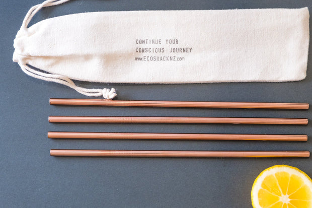 EcoShack Rose Goldy Metal Straws - EcoShackNZ